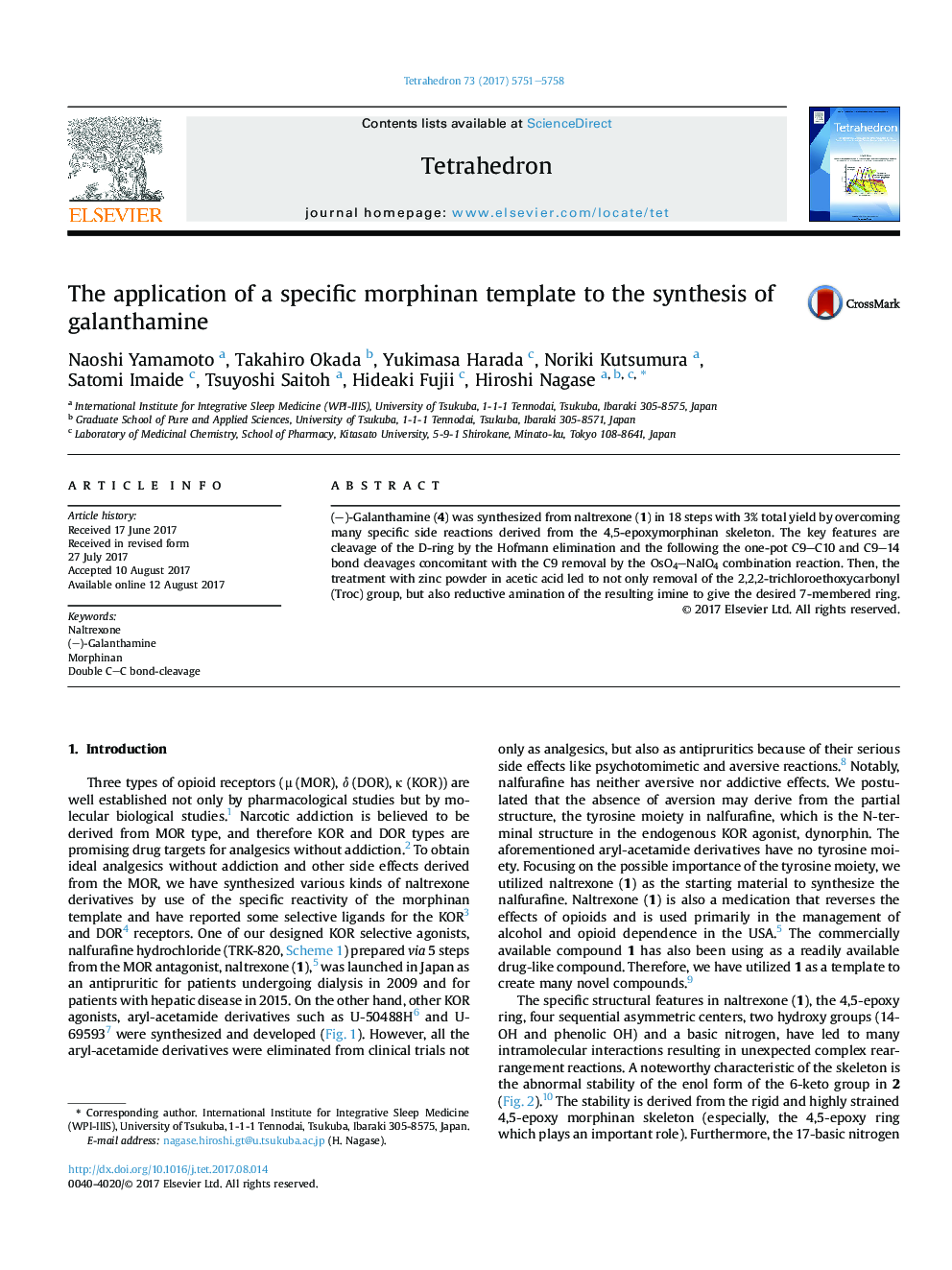 The application of a specific morphinan template to the synthesis of galanthamine