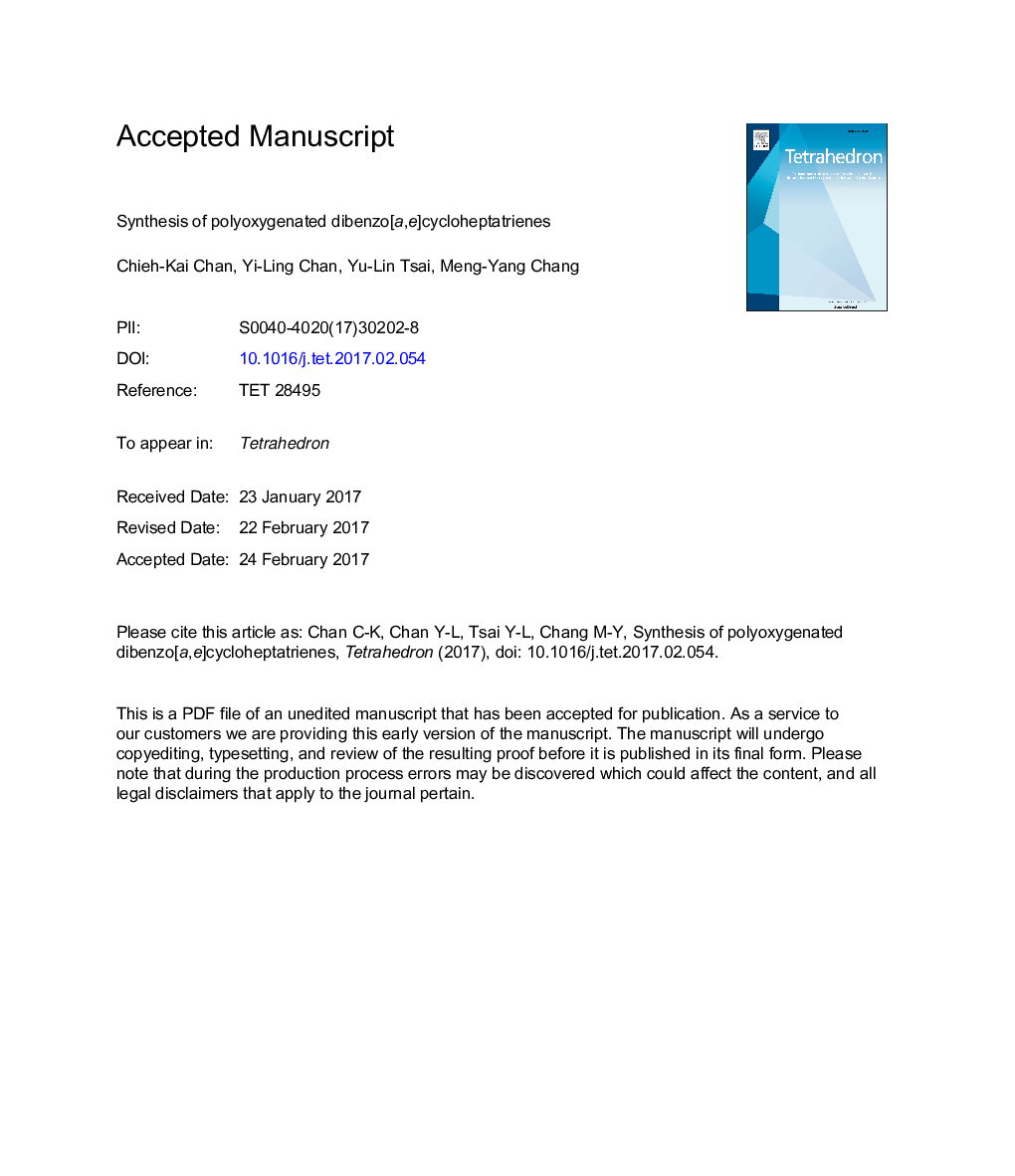 Synthesis of polyoxygenated dibenzo[a,e]cycloheptatrienes