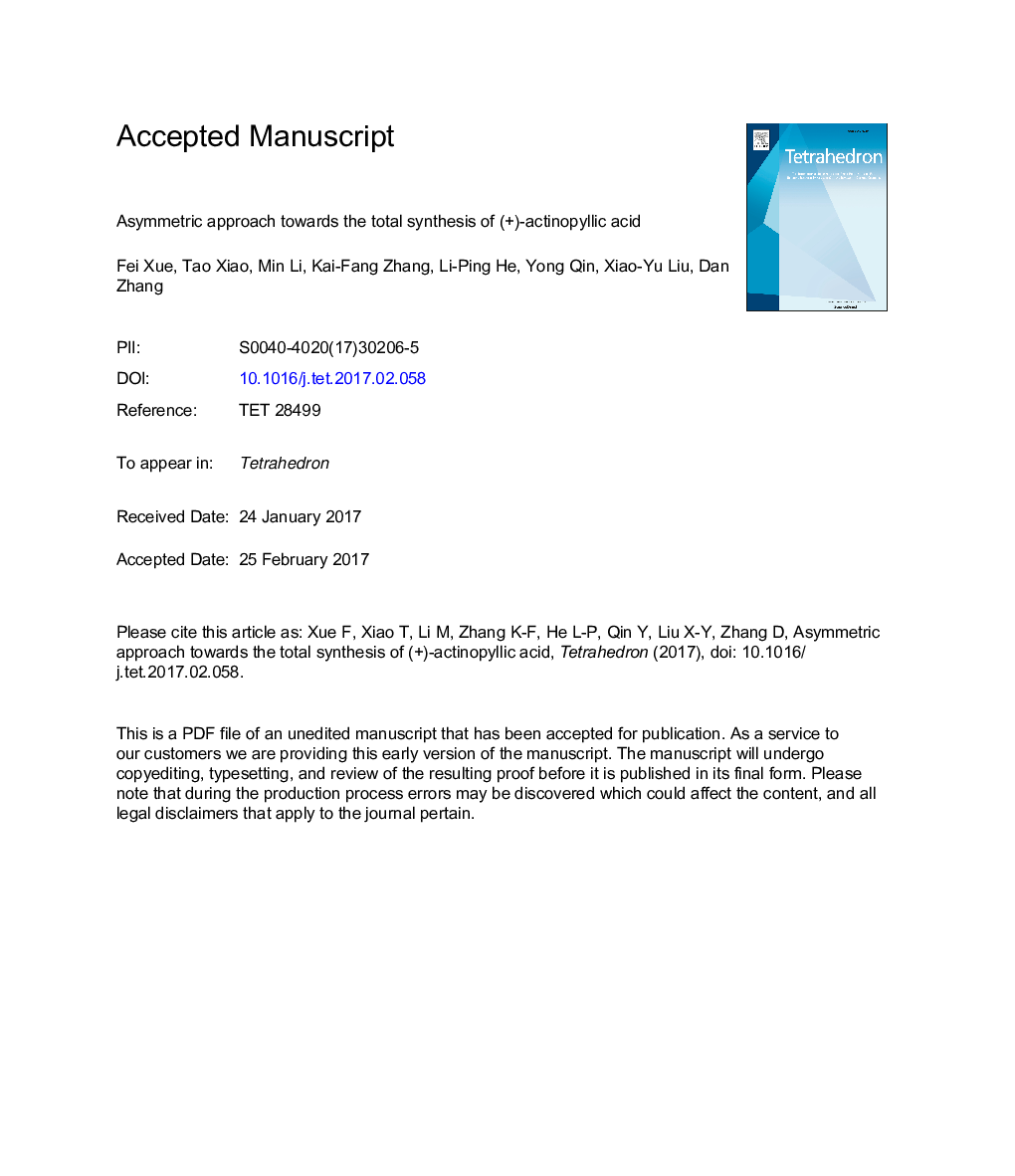 Asymmetric approach towards the total synthesis of (+)-actinopyllic acid