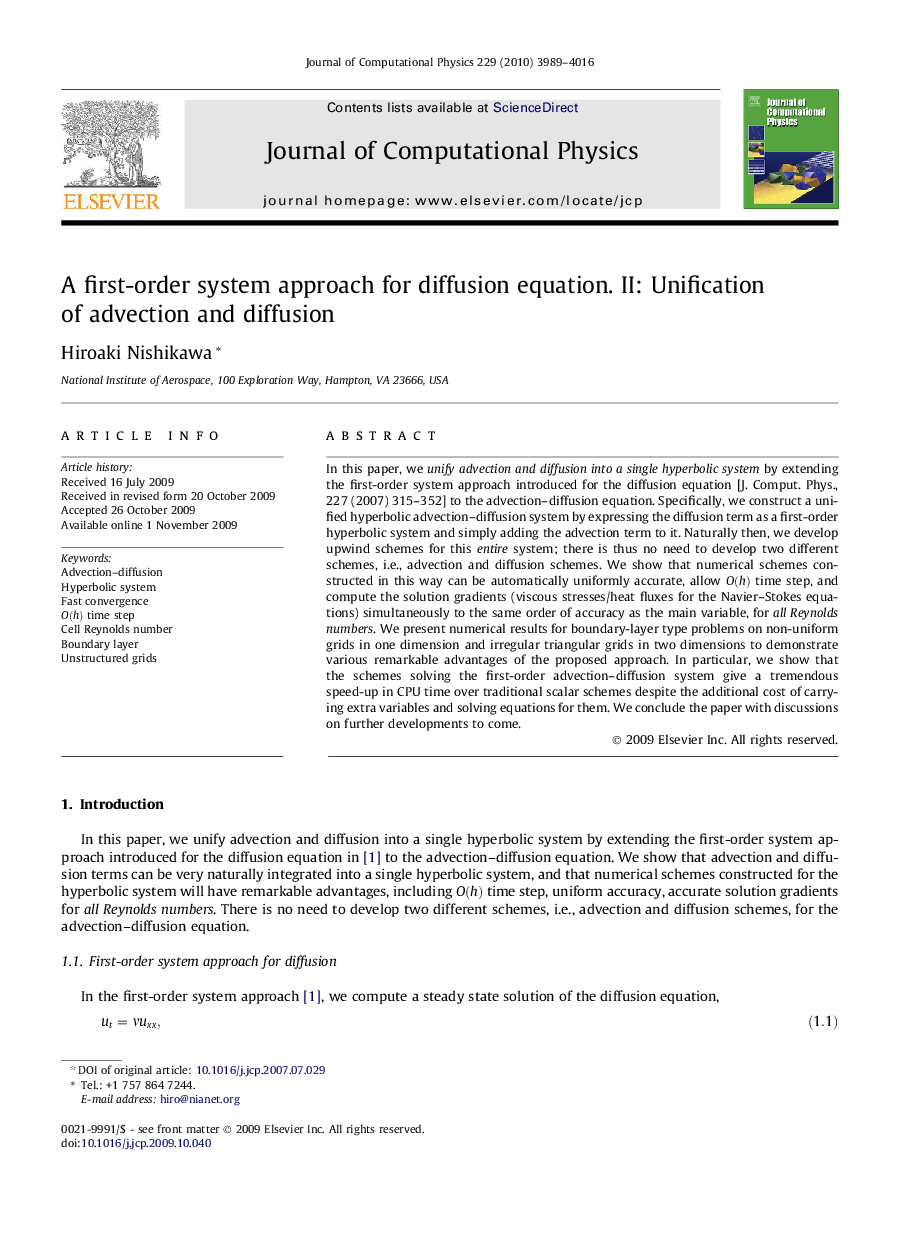 A first-order system approach for diffusion equation. II: Unification of advection and diffusion