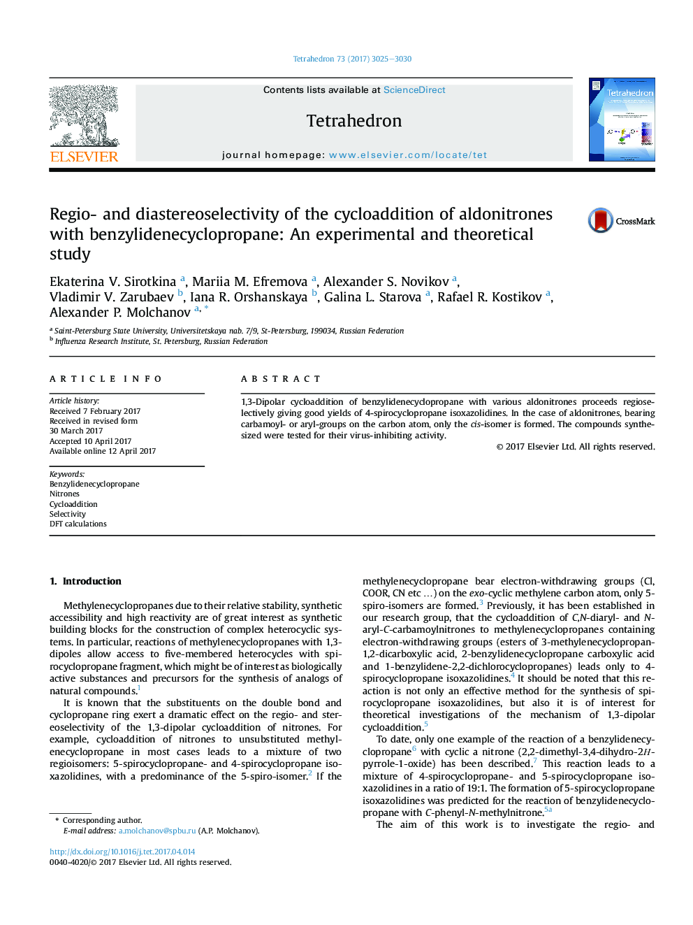 Regio- and diastereoselectivity of the cycloaddition of aldonitrones with benzylidenecyclopropane: An experimental and theoretical study