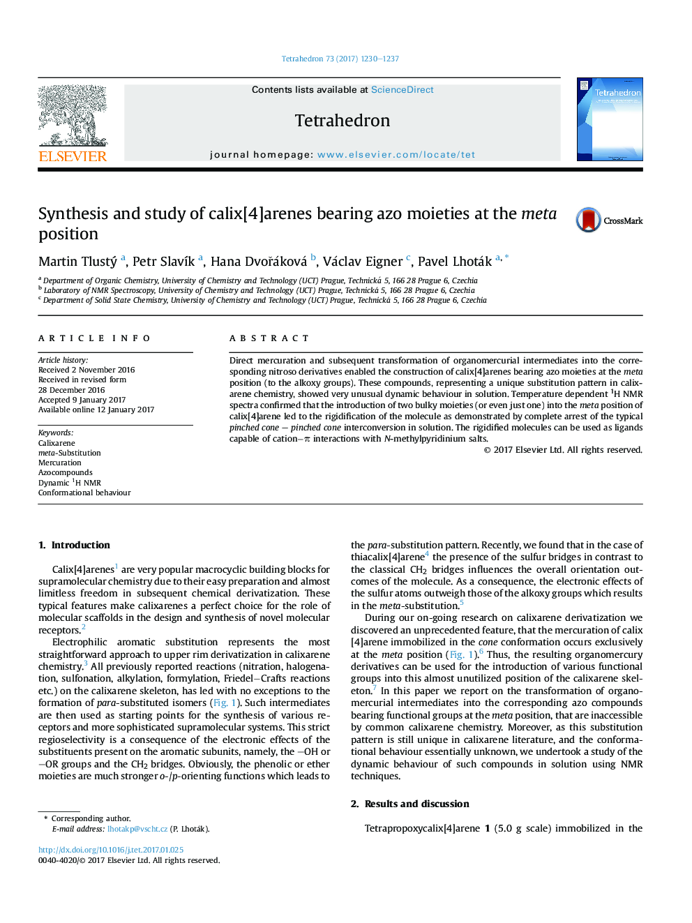 Synthesis and study of calix[4]arenes bearing azo moieties at the meta position