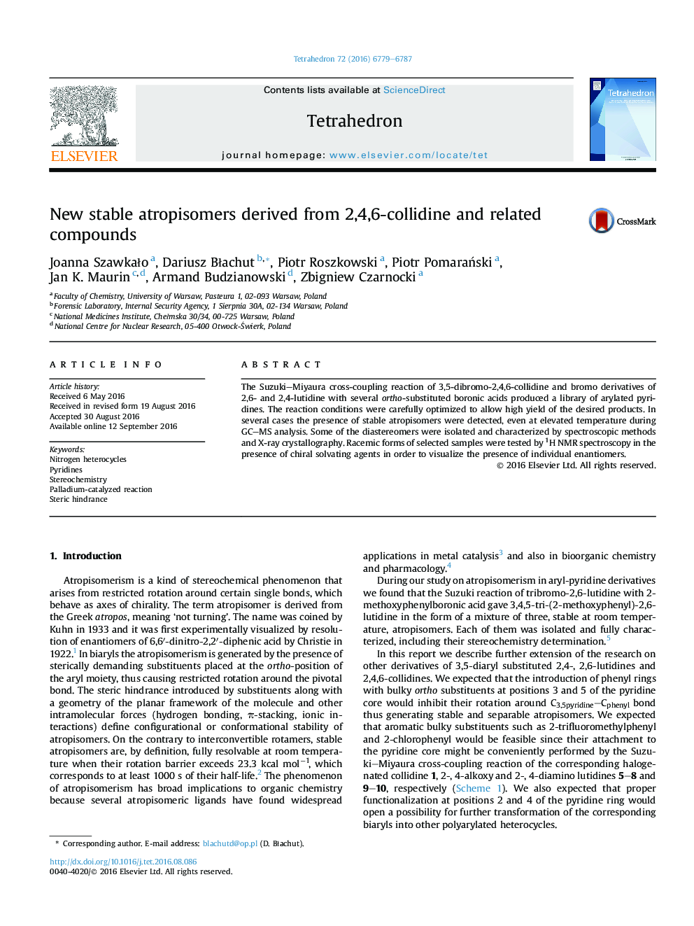 New stable atropisomers derived from 2,4,6-collidine and related compounds