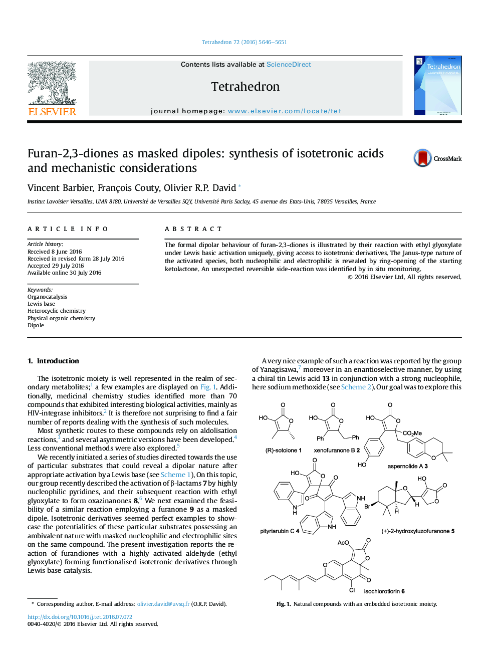 Furan-2,3-diones as masked dipoles: synthesis of isotetronic acids and mechanistic considerations