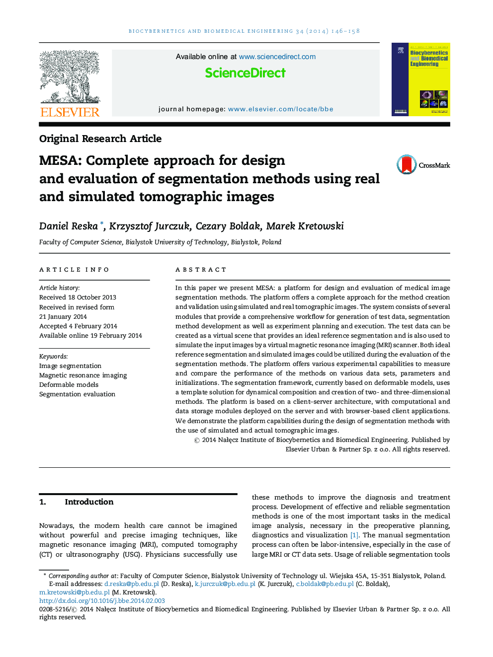 MESA: Complete approach for design and evaluation of segmentation methods using real and simulated tomographic images