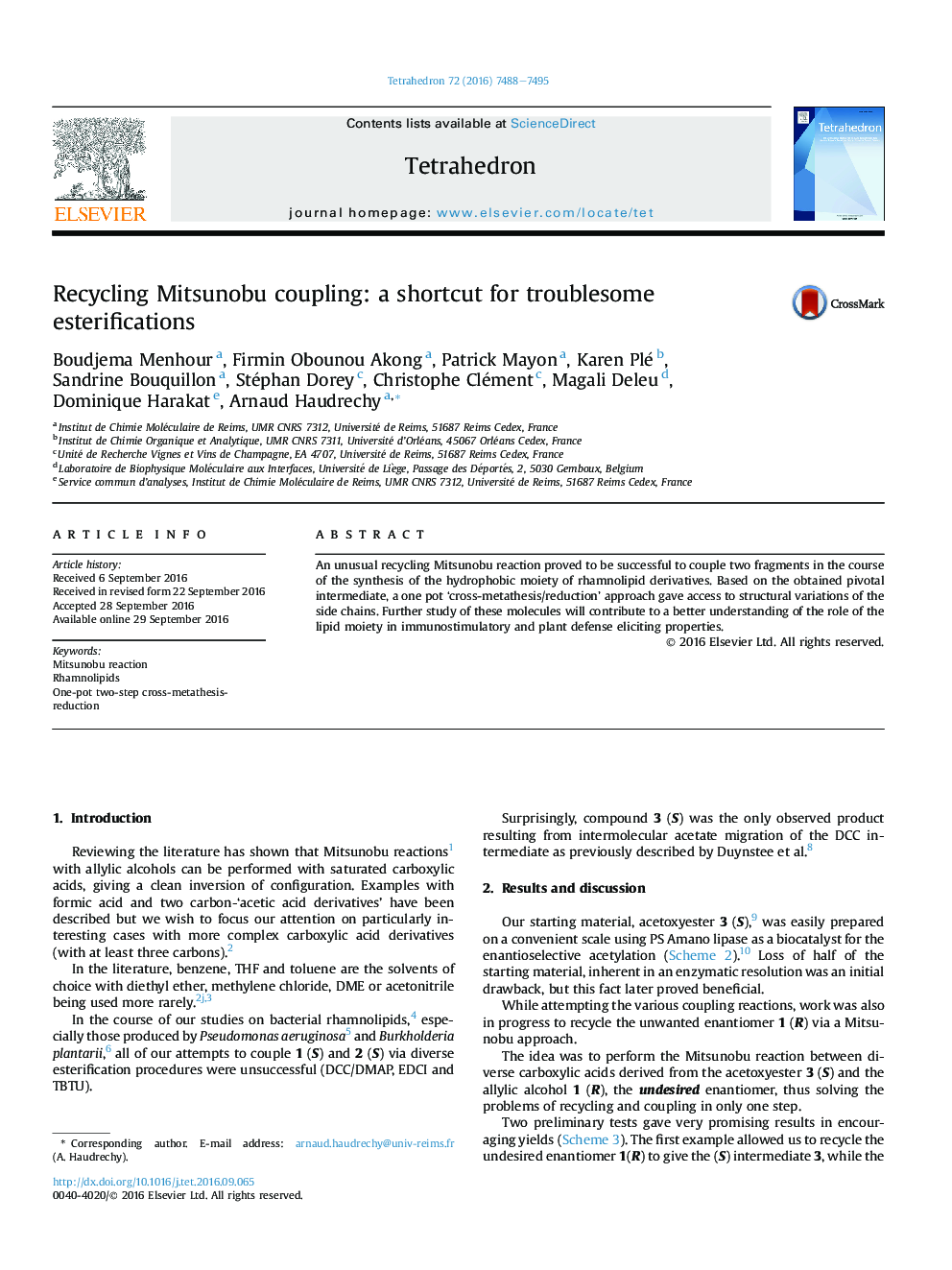 Recycling Mitsunobu coupling: a shortcut for troublesome esterifications