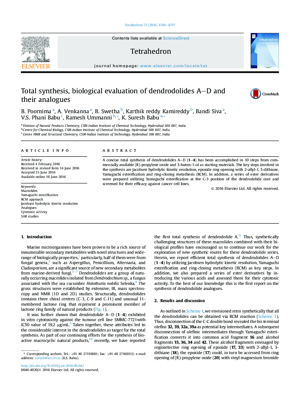 Total synthesis, biological evaluation of dendrodolides A-D and their analogues