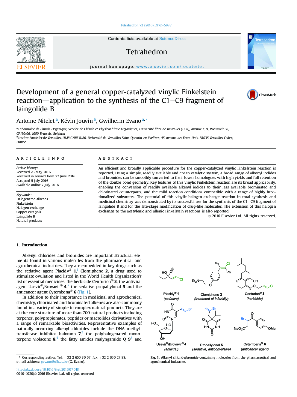 Development of a general copper-catalyzed vinylic Finkelstein reaction-application to the synthesis of the C1-C9 fragment of laingolide B