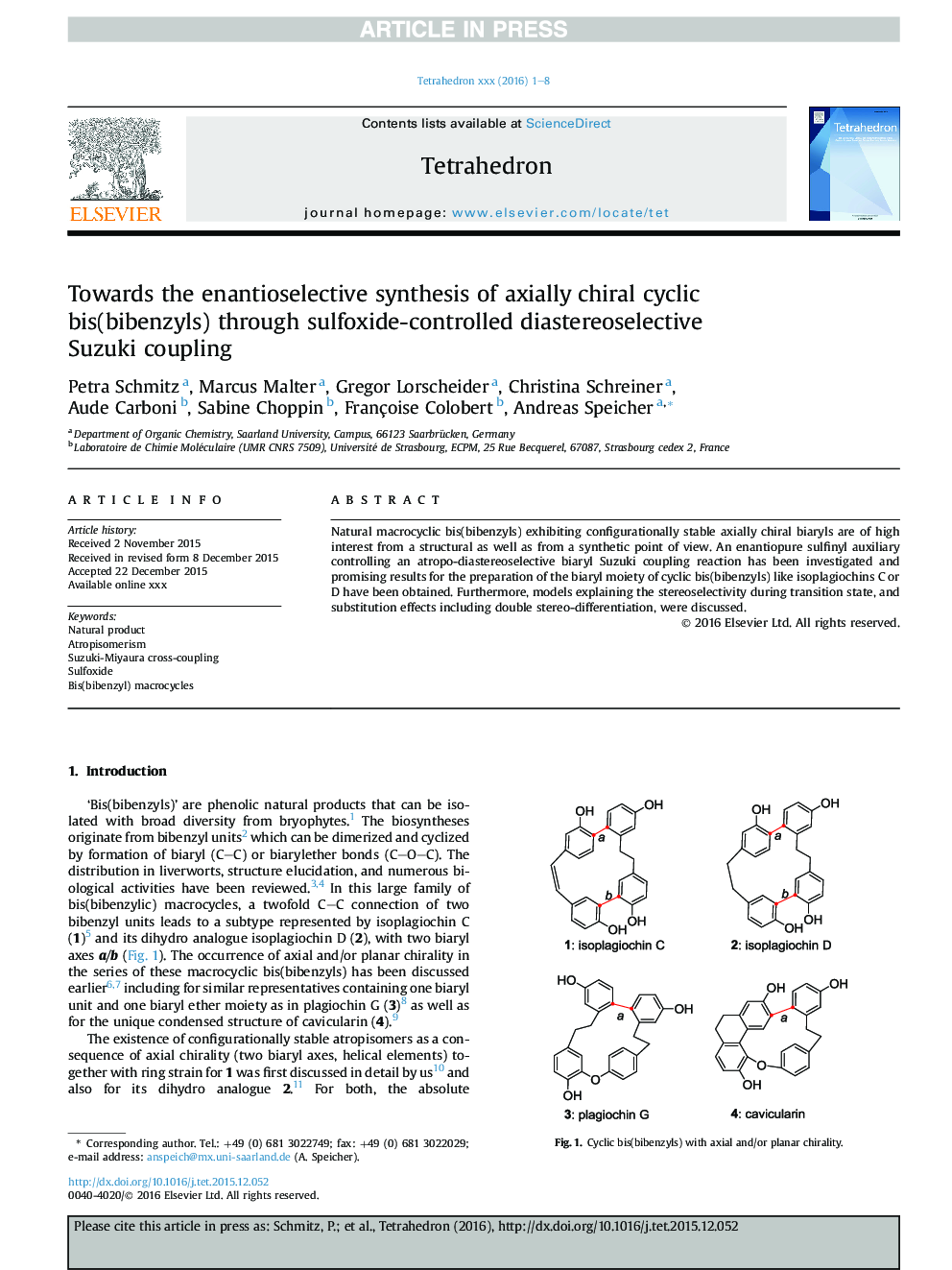 Towards the enantioselective synthesis of axially chiral cyclic bis(bibenzyls) through sulfoxide-controlled diastereoselective Suzuki coupling