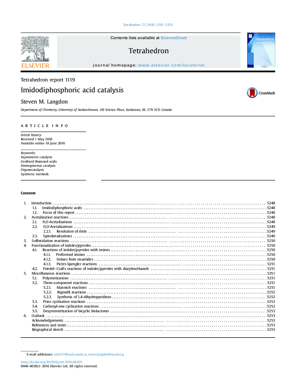 Imidodiphosphoric acid catalysis