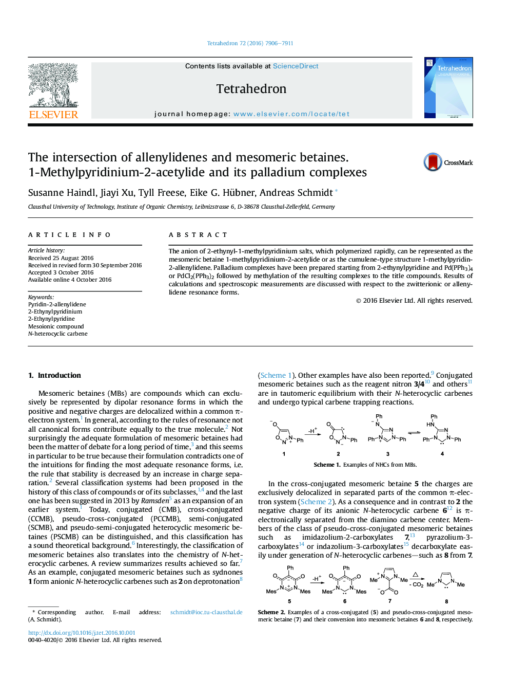 The intersection of allenylidenes and mesomeric betaines. 1-Methylpyridinium-2-acetylide and its palladium complexes