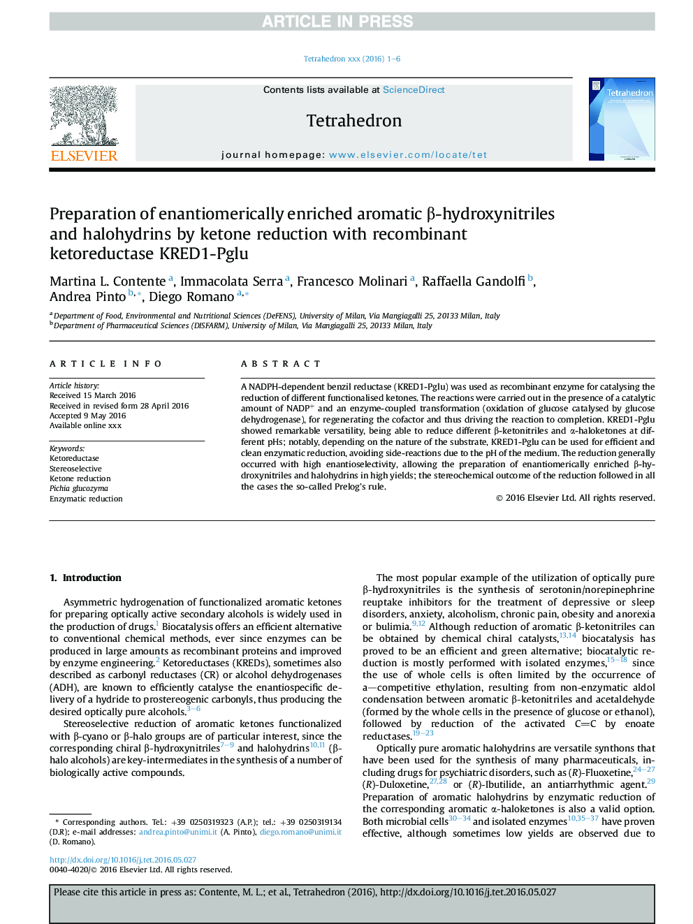 Preparation of enantiomerically enriched aromatic Î²-hydroxynitriles and halohydrins by ketone reduction with recombinant ketoreductase KRED1-Pglu