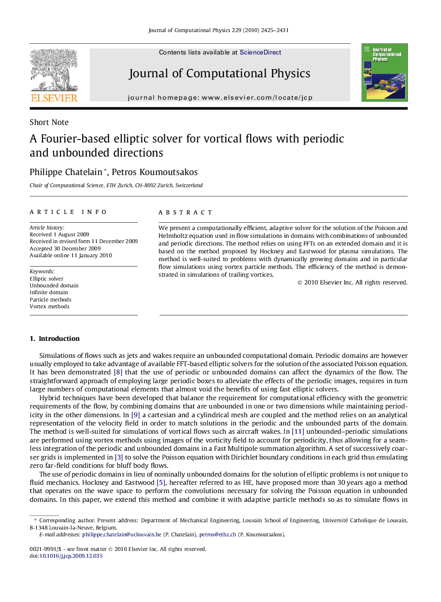 A Fourier-based elliptic solver for vortical flows with periodic and unbounded directions