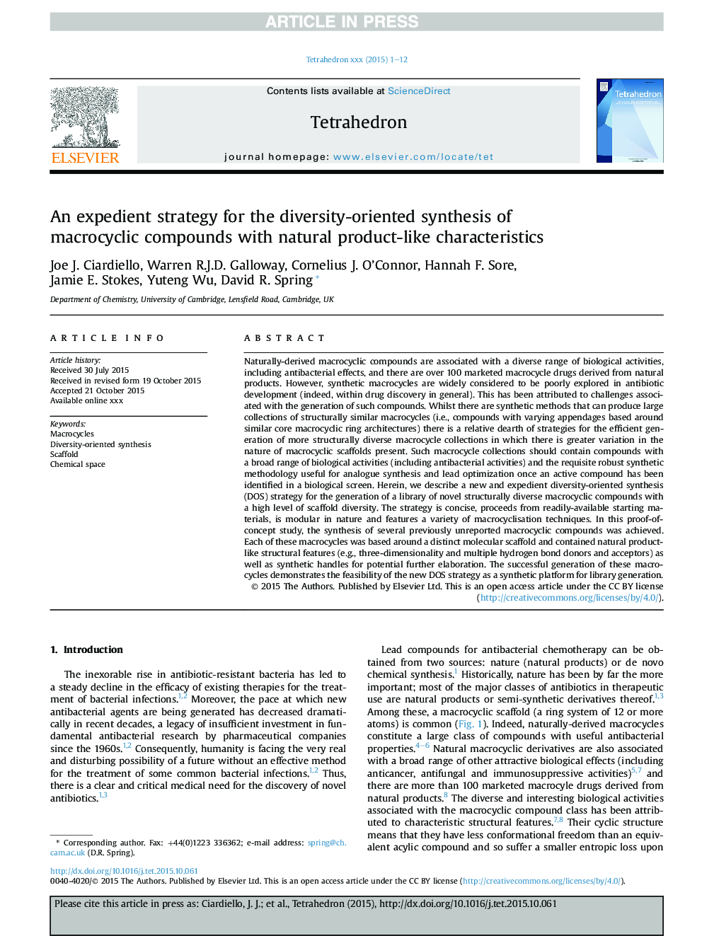 An expedient strategy for the diversity-oriented synthesis of macrocyclic compounds with natural product-like characteristics