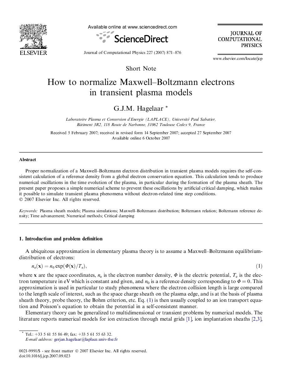 How to normalize Maxwell–Boltzmann electrons in transient plasma models