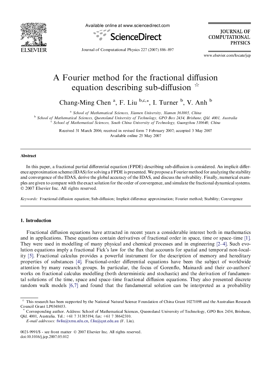 A Fourier method for the fractional diffusion equation describing sub-diffusion 