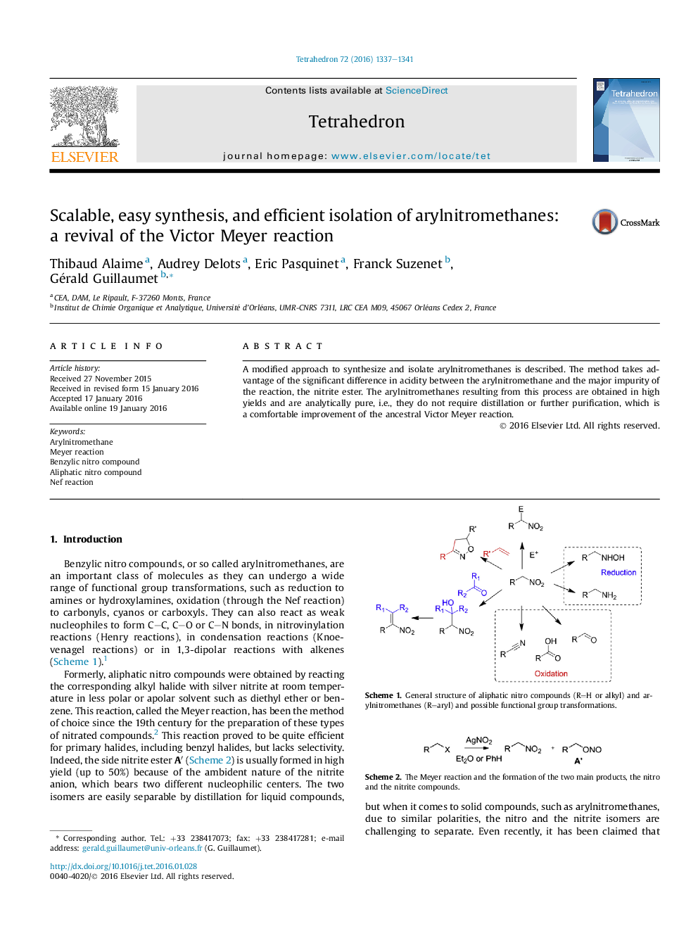 Scalable, easy synthesis, and efficient isolation of arylnitromethanes: a revival of the Victor Meyer reaction