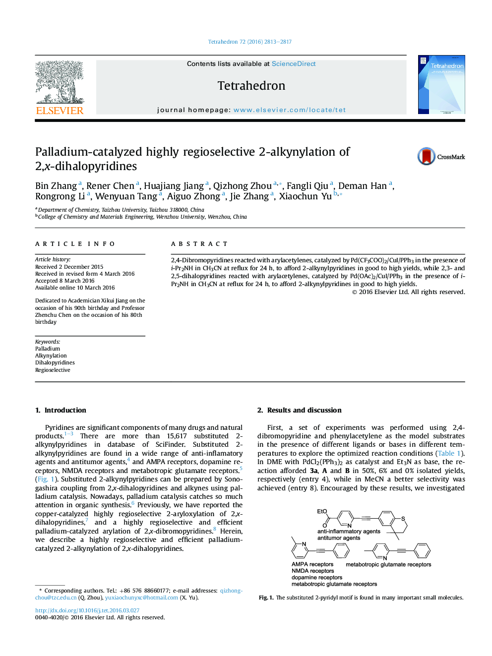 Palladium-catalyzed highly regioselective 2-alkynylation of 2,x-dihalopyridines