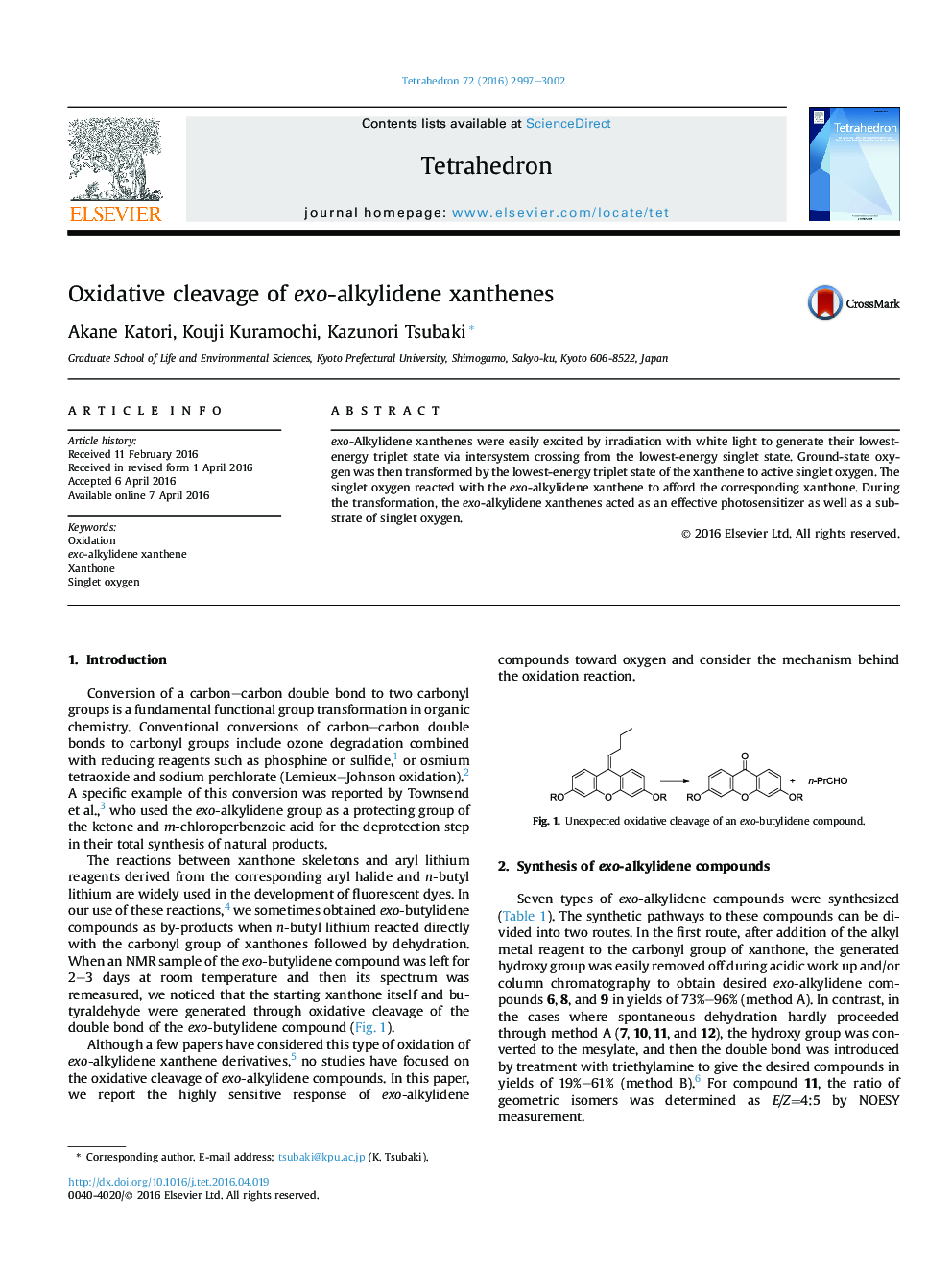 Oxidative cleavage of exo-alkylidene xanthenes