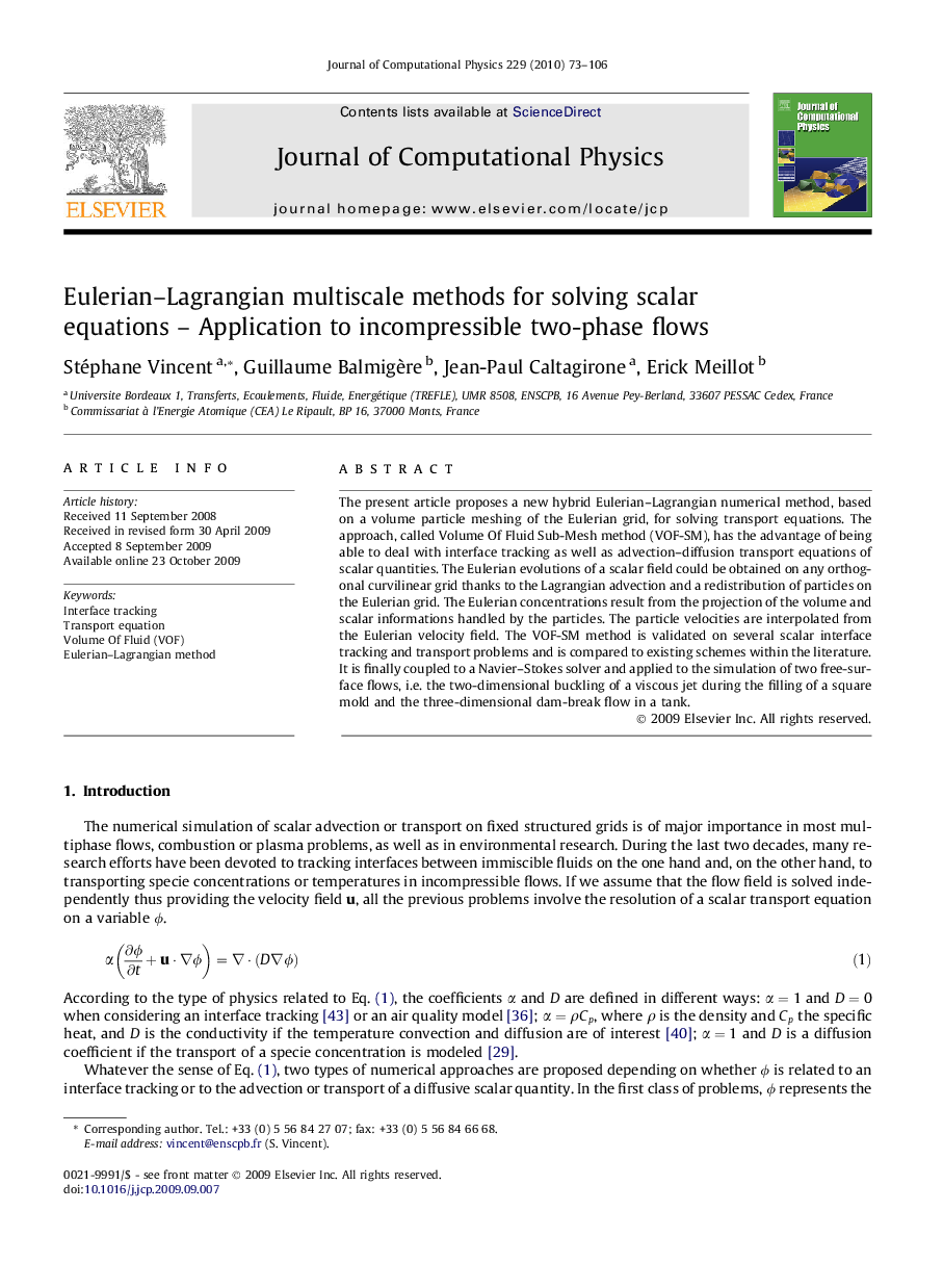 Eulerian–Lagrangian multiscale methods for solving scalar equations – Application to incompressible two-phase flows