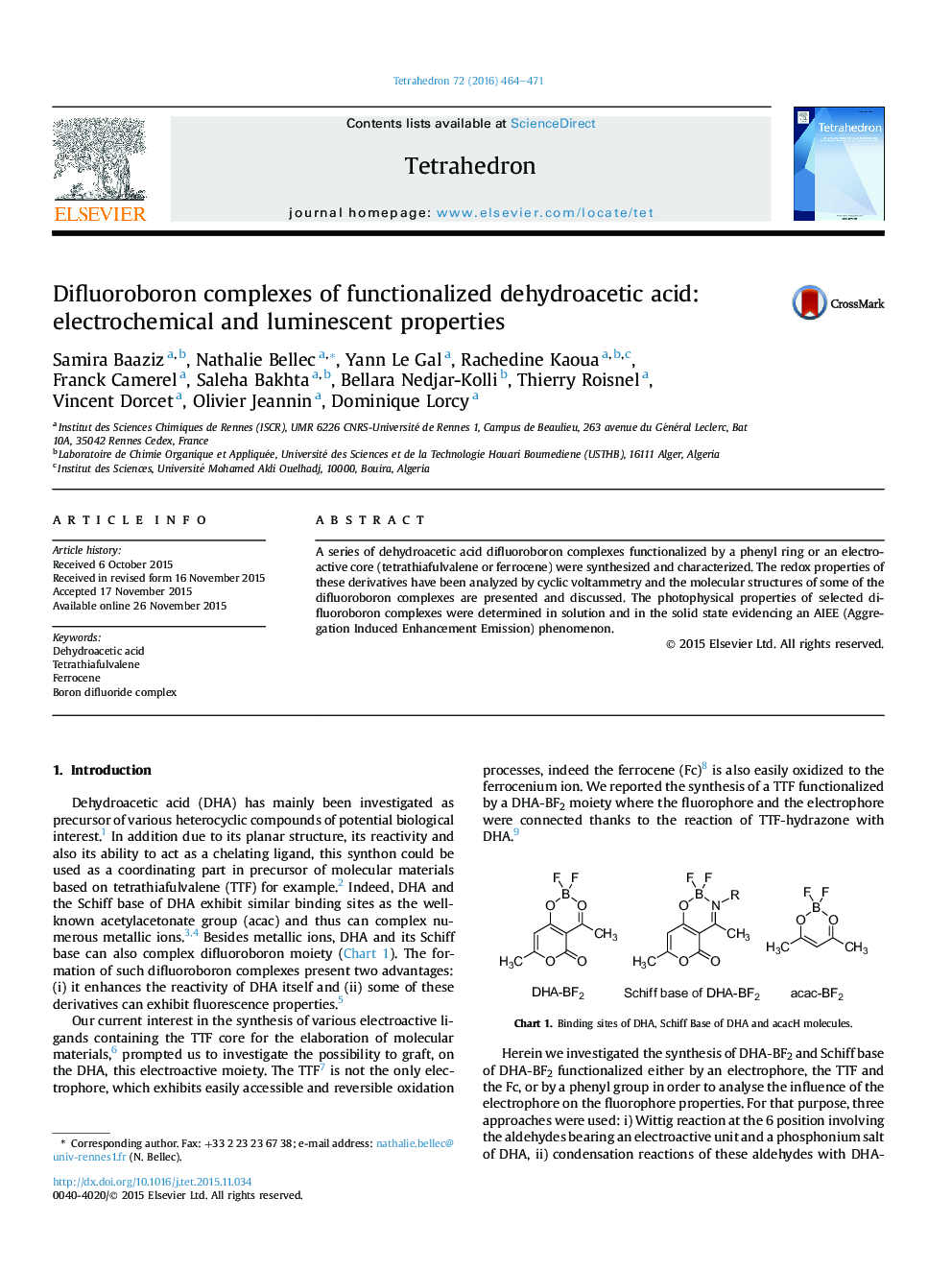 Difluoroboron complexes of functionalized dehydroacetic acid: electrochemical and luminescent properties