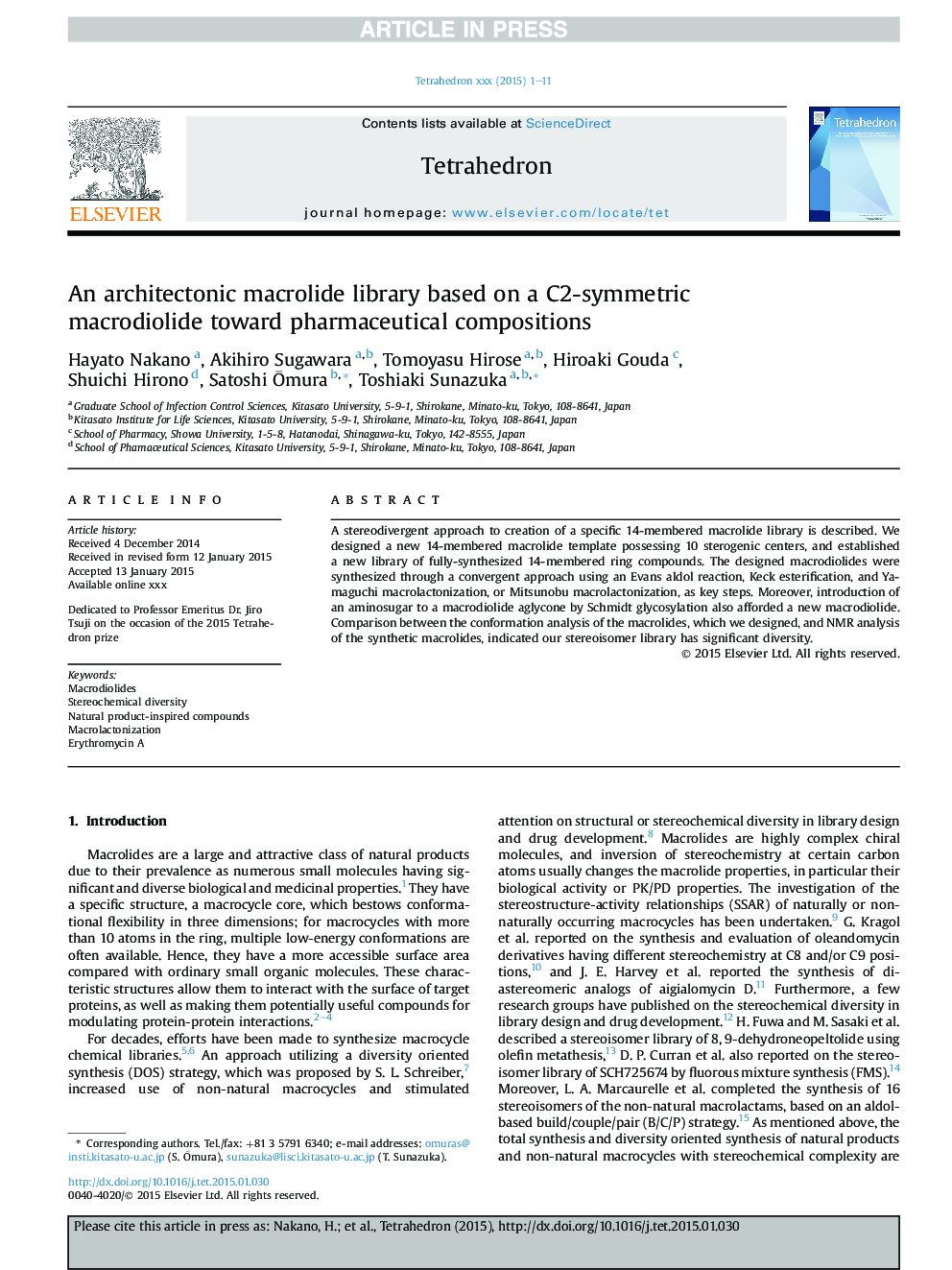 An architectonic macrolide library based on a C2-symmetric macrodiolide toward pharmaceutical compositions