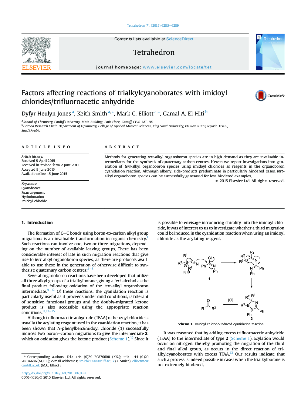 عوامل مؤثر بر واکنش های تریلاکیل سینابورات ها با امیدویل کلرید / آنیدرید تری فلووراتیک 
