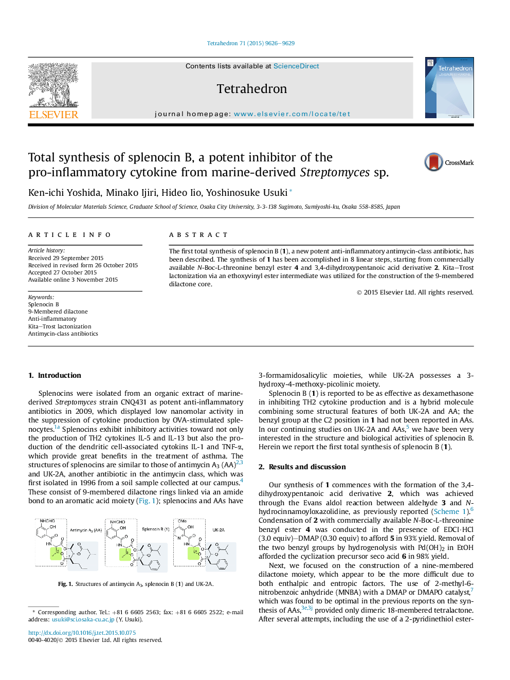 Total synthesis of splenocin B, a potent inhibitor of the pro-inflammatory cytokine from marine-derived Streptomyces sp.