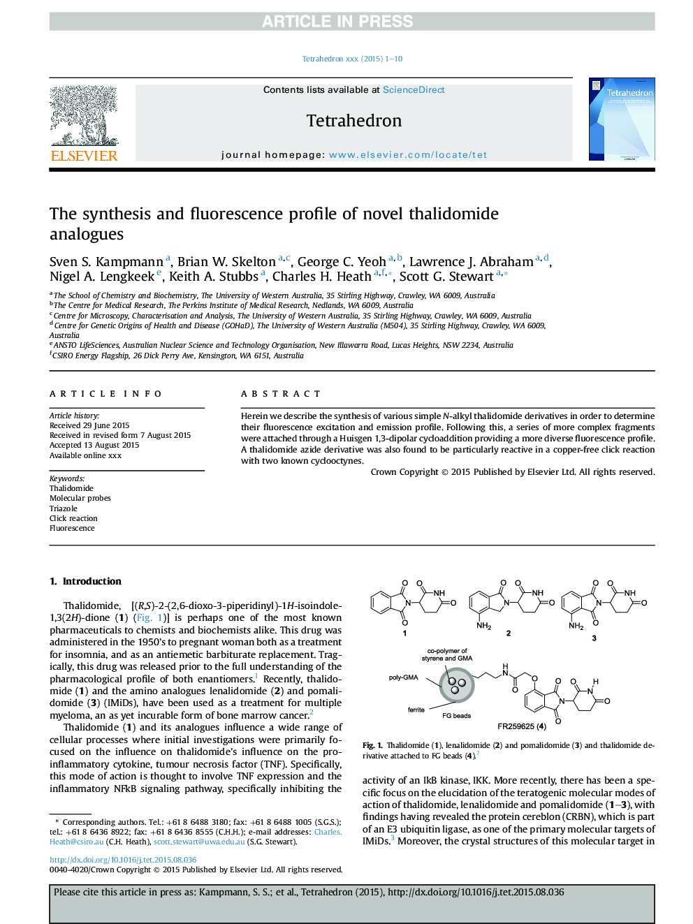 The synthesis and fluorescence profile of novel thalidomide analogues