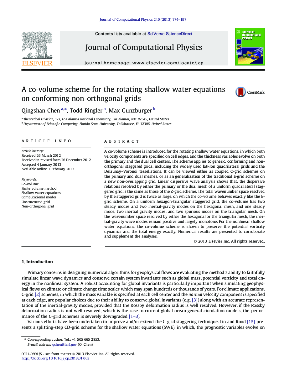 A co-volume scheme for the rotating shallow water equations on conforming non-orthogonal grids