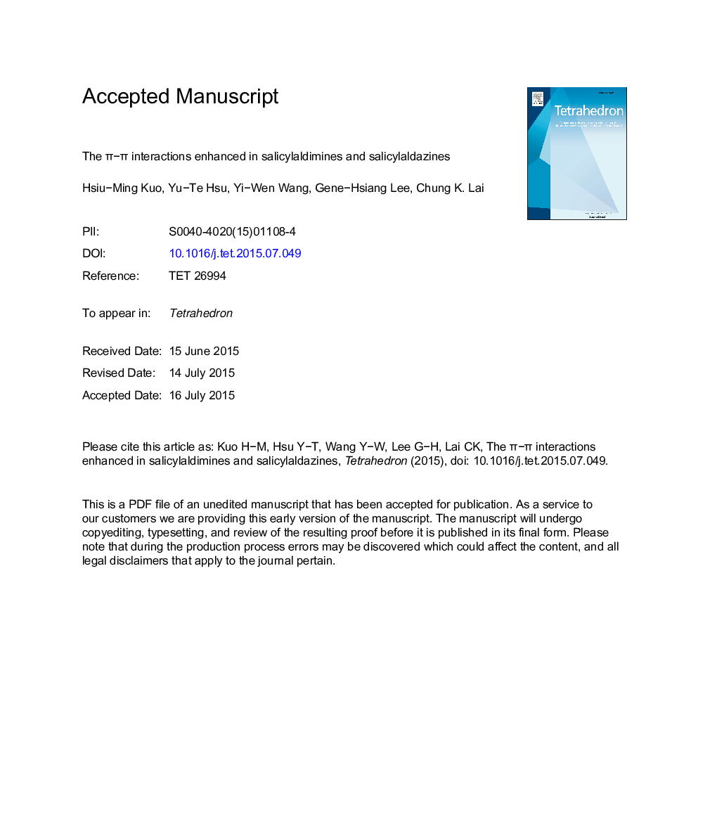 The Ï-Ï interactions enhanced in salicylaldimines andÂ salicylaldazines