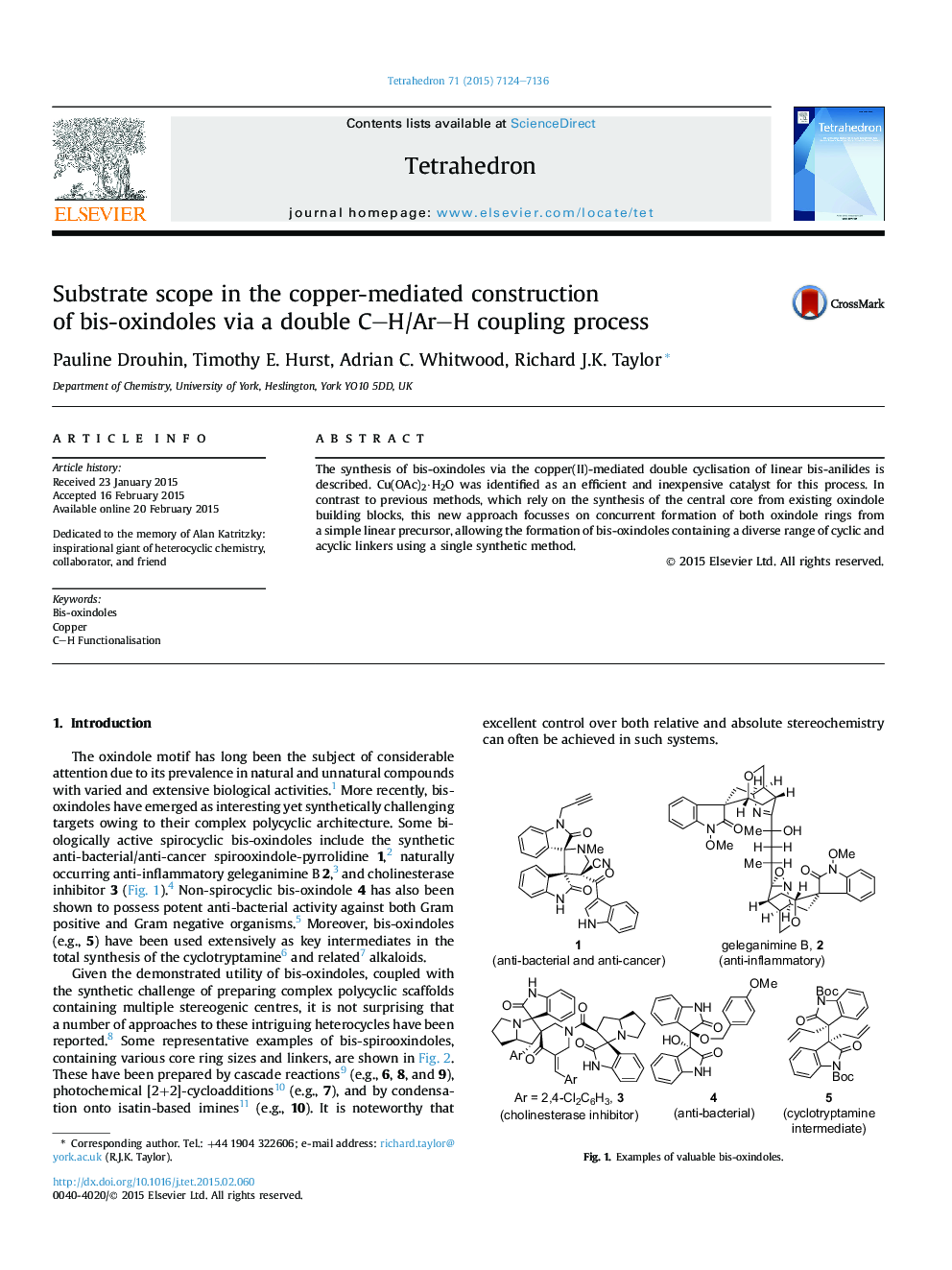 Substrate scope in the copper-mediated construction ofÂ bis-oxindoles via a double C-H/Ar-H coupling process