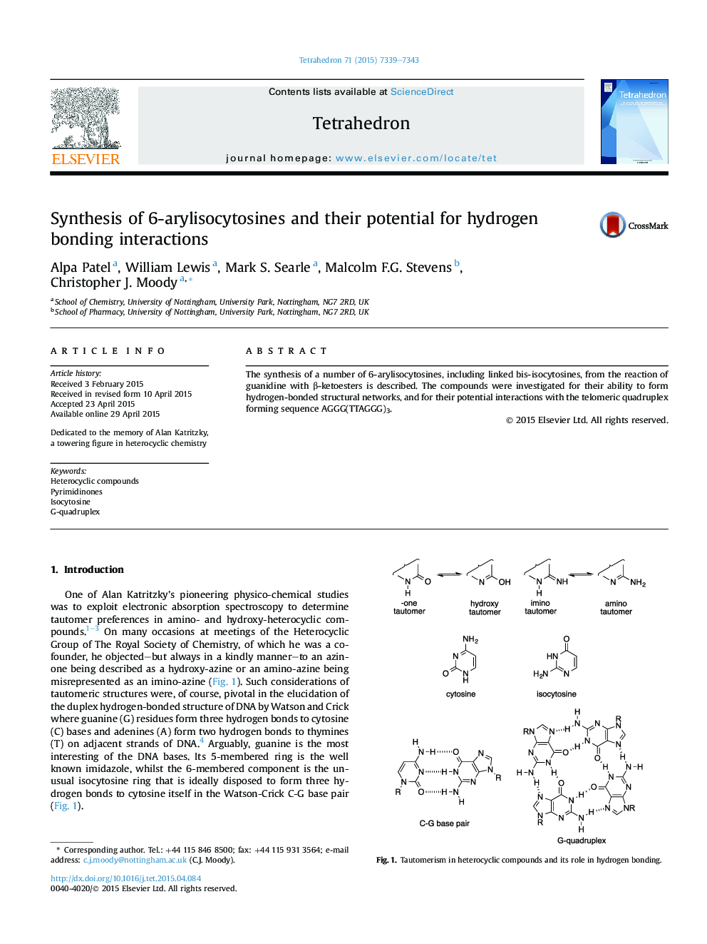Synthesis of 6-arylisocytosines and their potential for hydrogen bonding interactions