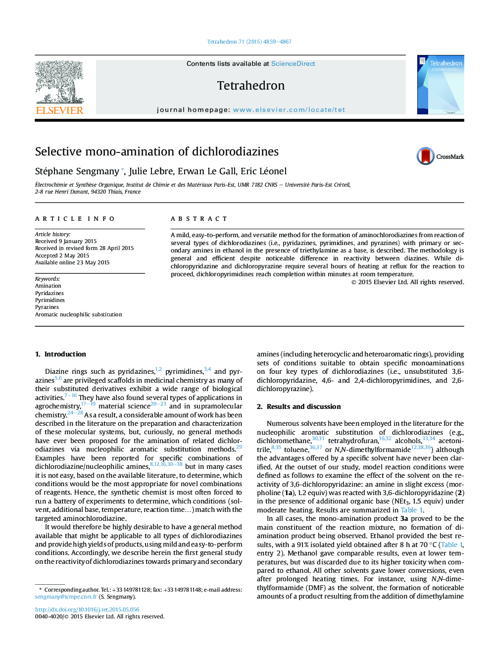 Selective mono-amination of dichlorodiazines