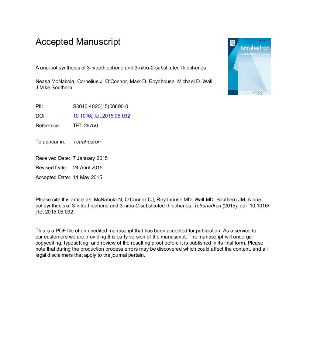 یک سنتز یک گلدان 3-نیتروتیوفن و 3-نیترو-2-جایگزین تیوفن 