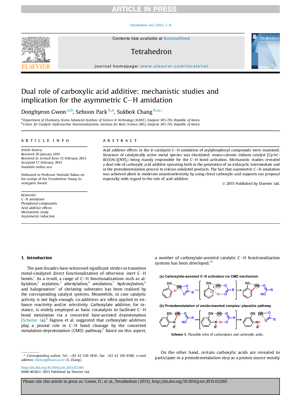 Dual role of carboxylic acid additive: mechanistic studies and implication for the asymmetric C-H amidation