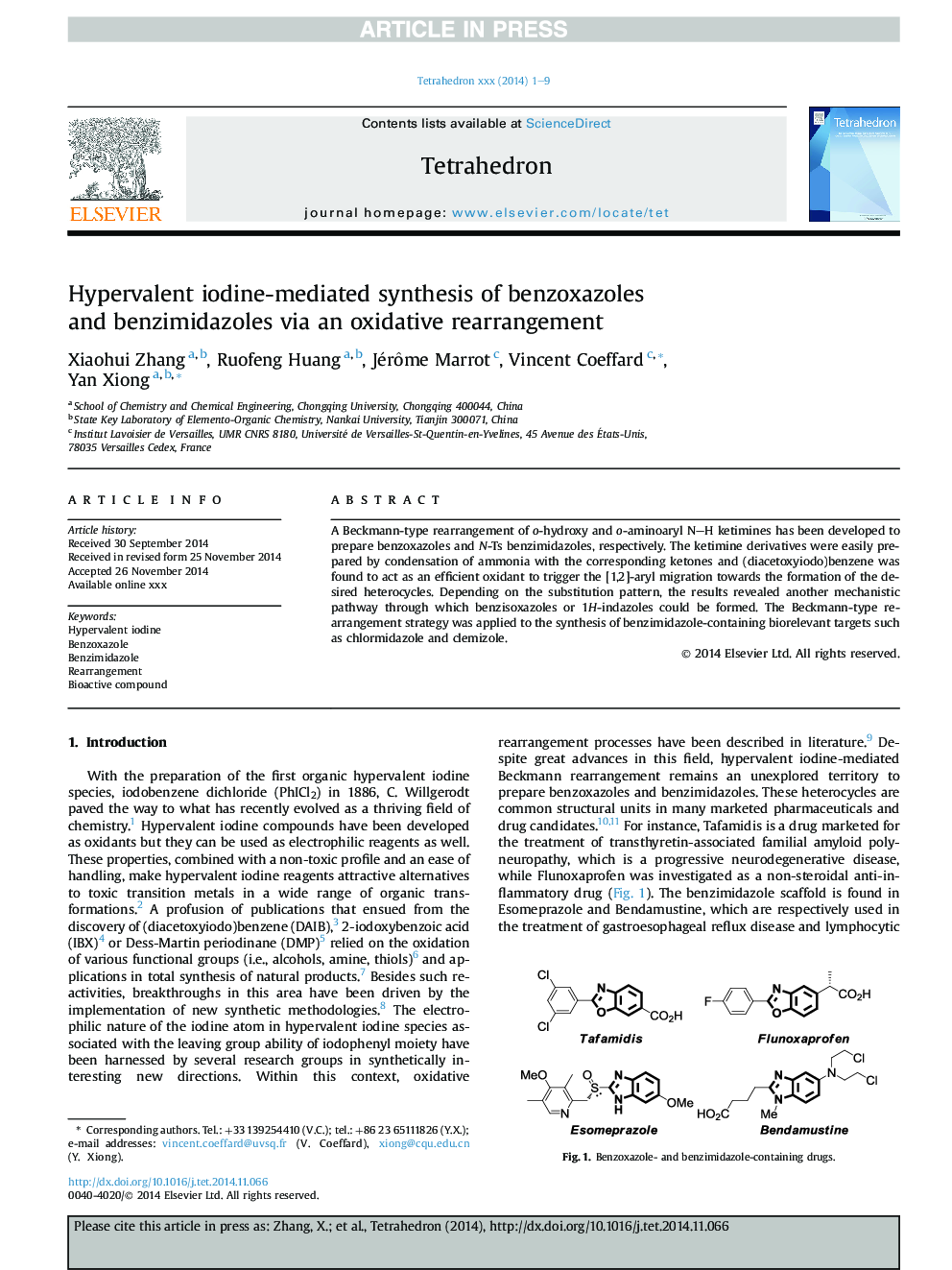 Hypervalent iodine-mediated synthesis of benzoxazoles andÂ benzimidazoles via an oxidative rearrangement