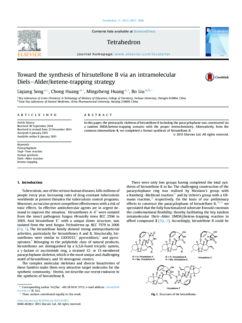 Toward the synthesis of hirsutellone B via an intramolecular Diels-Alder/ketene-trapping strategy