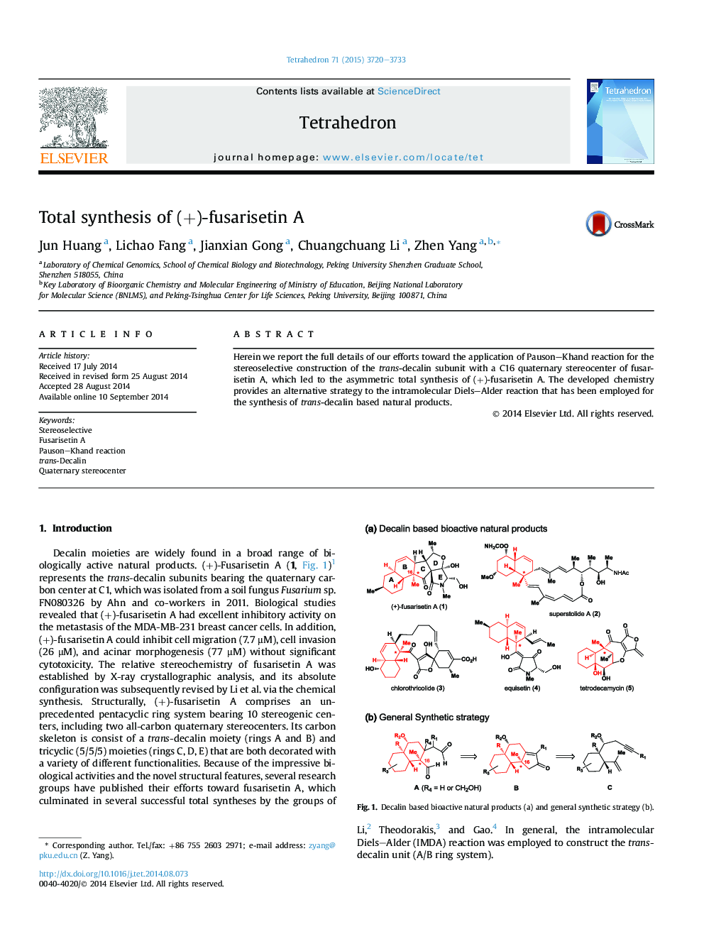 Total synthesis of (+)-fusarisetin A