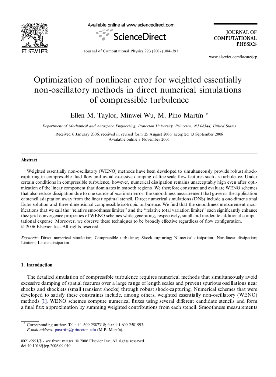 Optimization of nonlinear error for weighted essentially non-oscillatory methods in direct numerical simulations of compressible turbulence