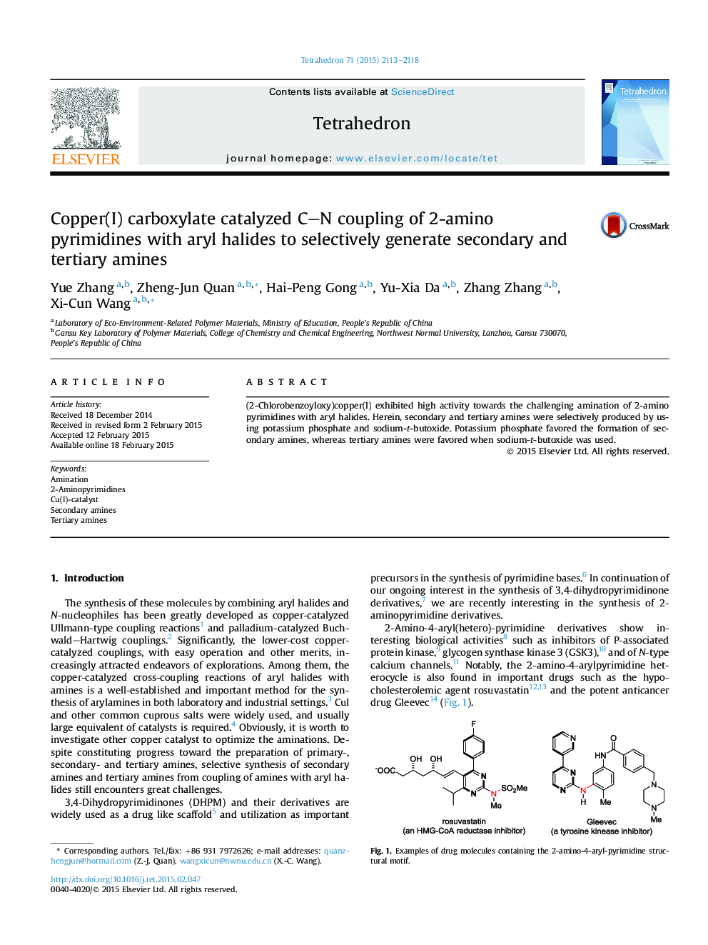 Copper(I) carboxylate catalyzed C-N coupling of 2-amino pyrimidines with aryl halides to selectively generate secondary and tertiary amines