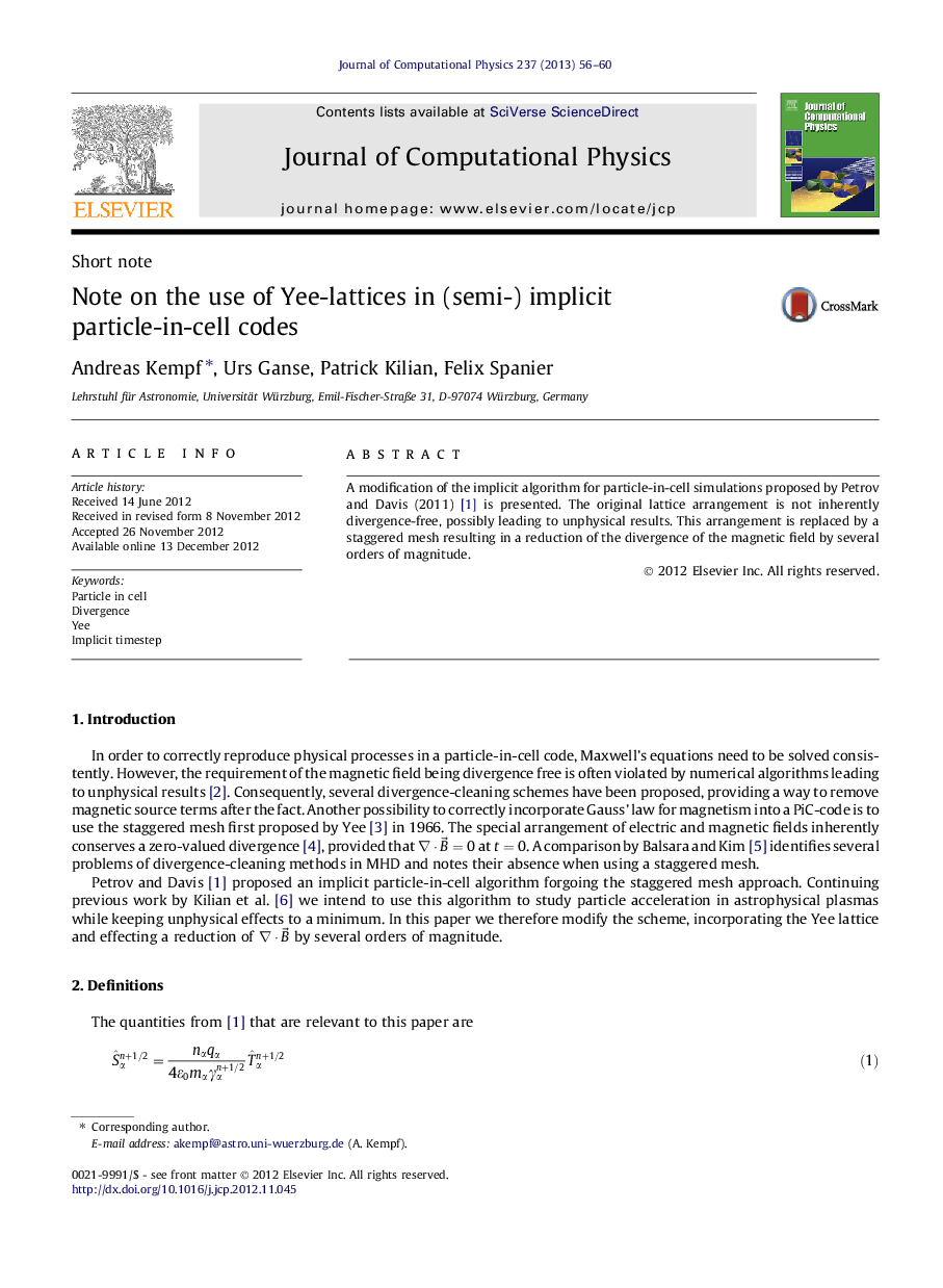 Note on the use of Yee-lattices in (semi-) implicit particle-in-cell codes