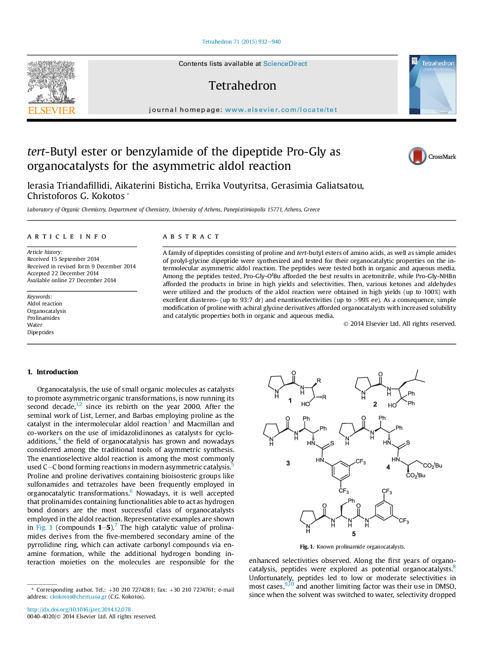 tert-Butyl ester or benzylamide of the dipeptide Pro-Gly as organocatalysts for the asymmetric aldol reaction