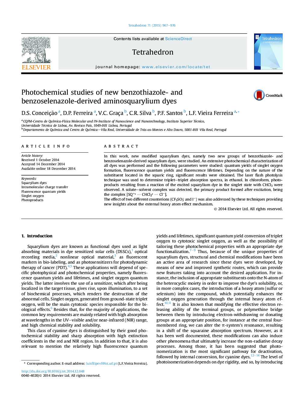 Photochemical studies of new benzothiazole- and benzoselenazole-derived aminosquarylium dyes