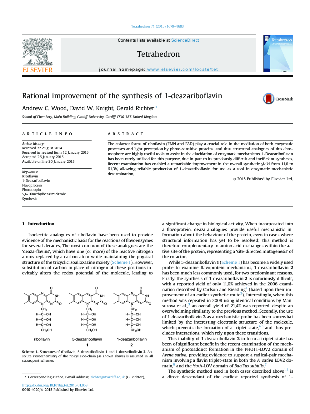 Rational improvement of the synthesis of 1-deazariboflavin