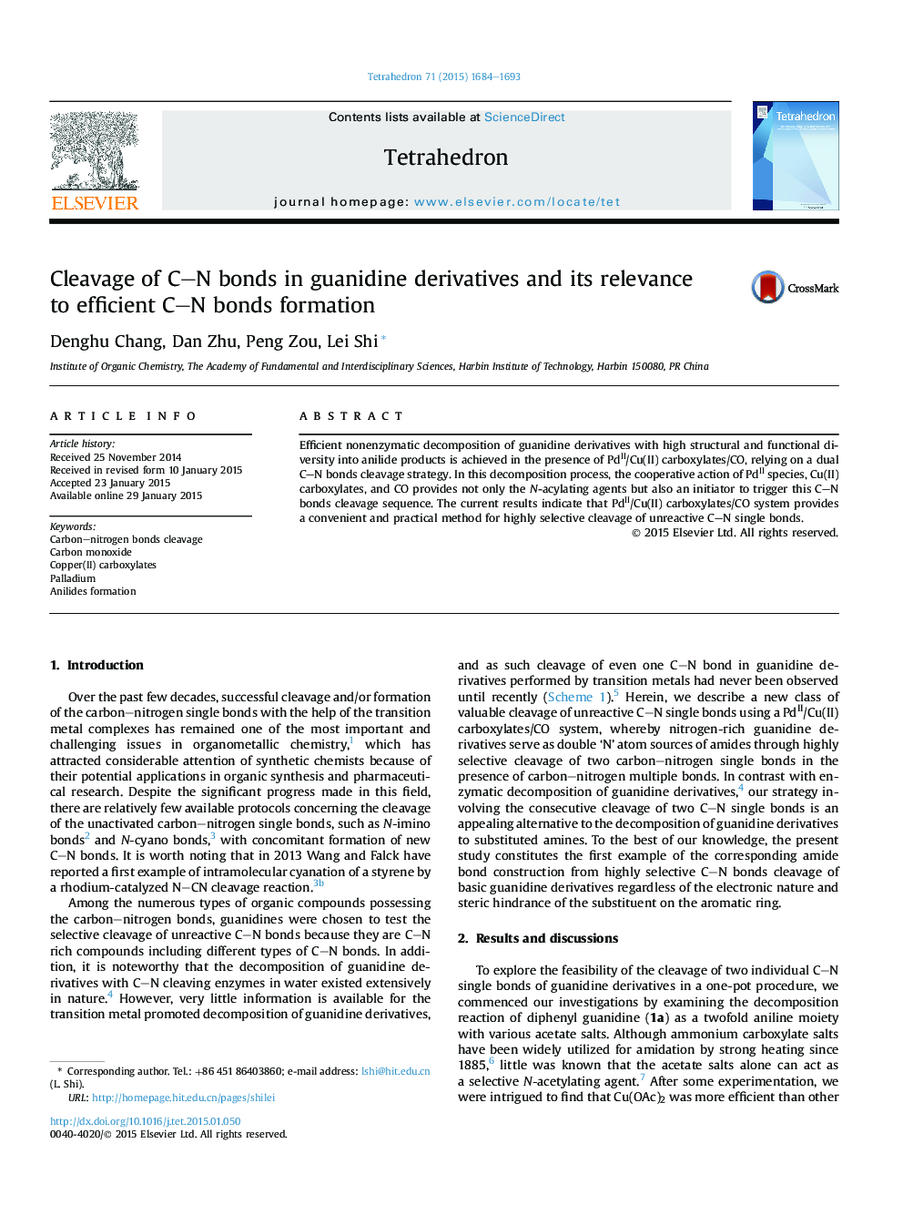 Cleavage of C-N bonds in guanidine derivatives and its relevance toÂ efficient C-N bonds formation