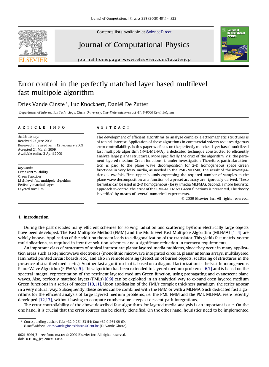 Error control in the perfectly matched layer based multilevel fast multipole algorithm