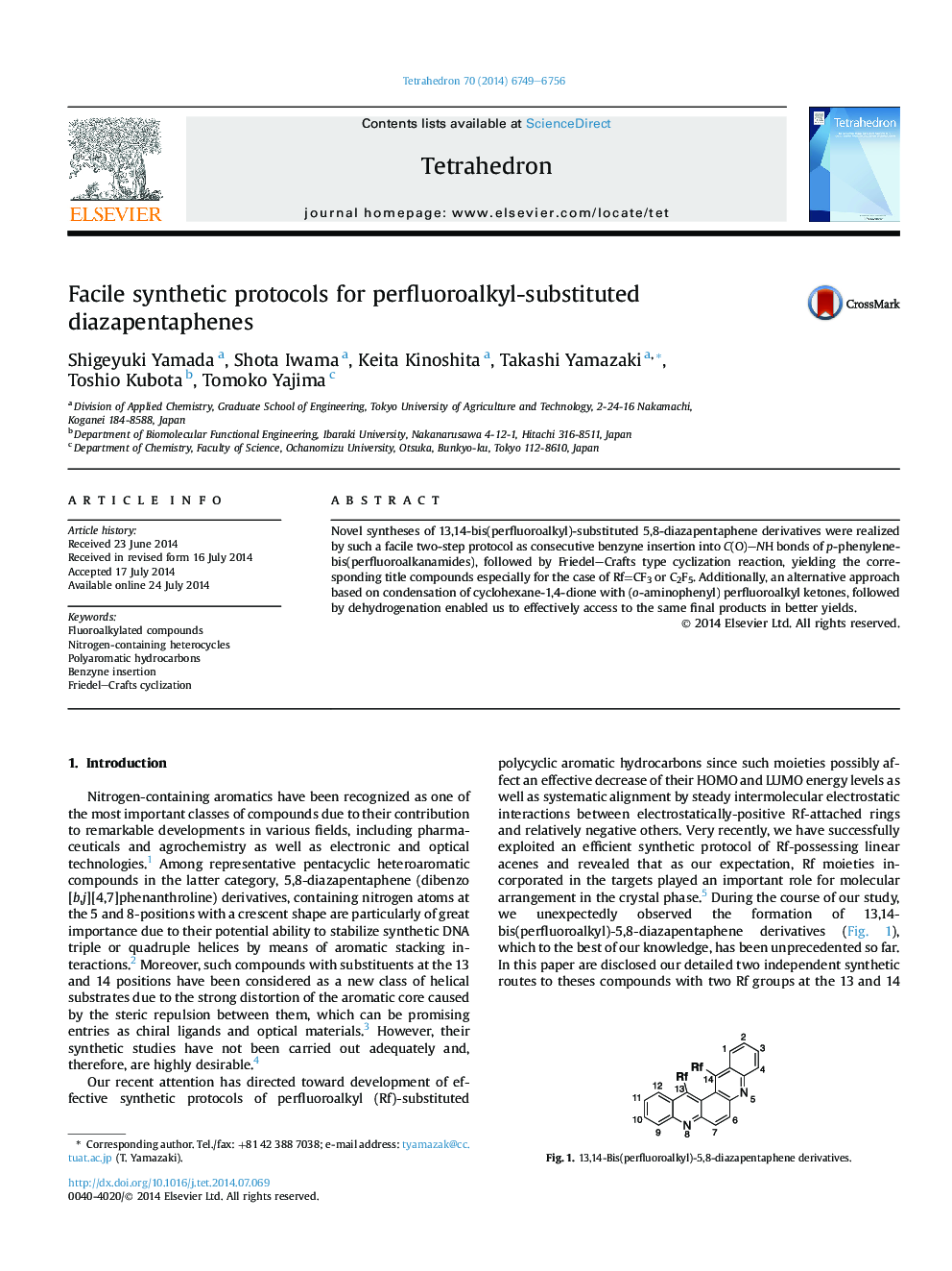 Facile synthetic protocols for perfluoroalkyl-substituted diazapentaphenes