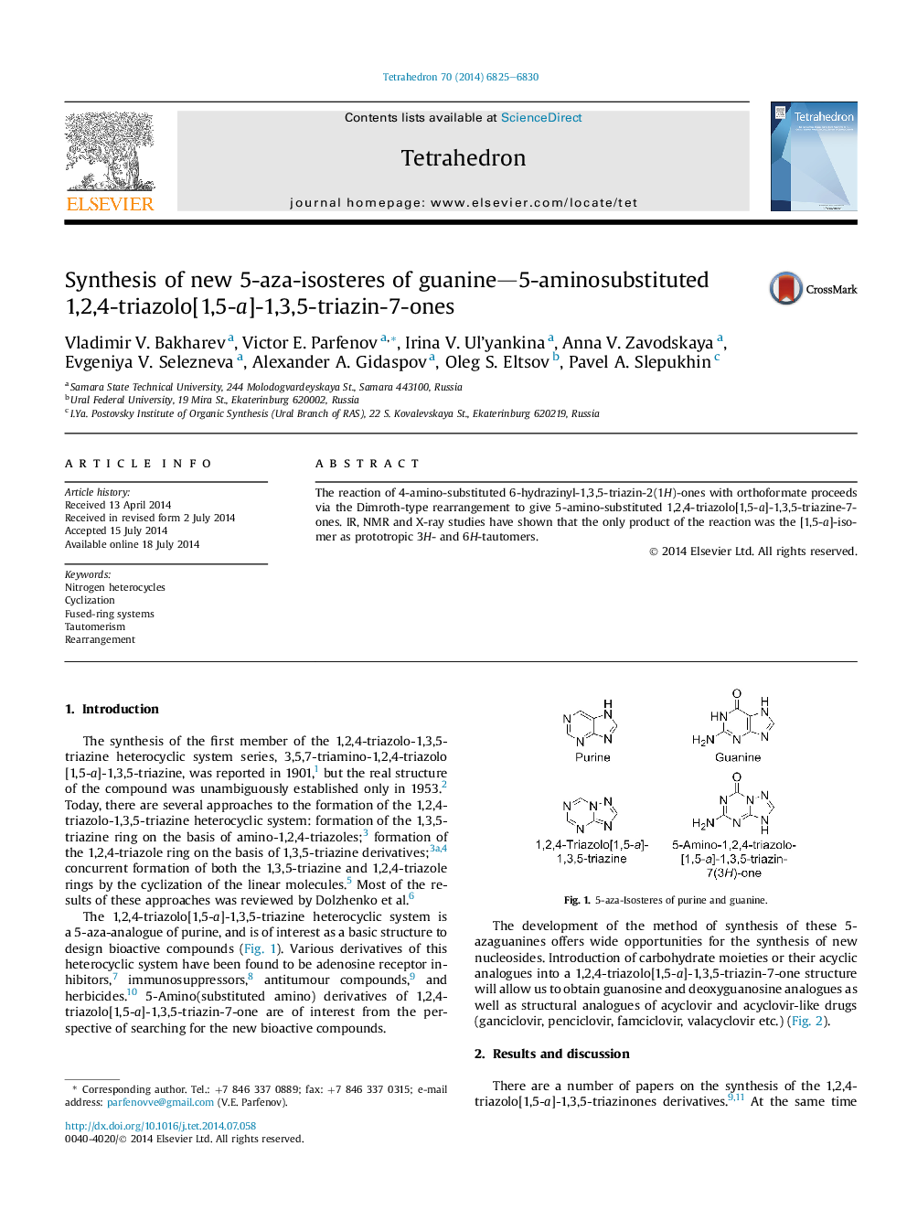 Synthesis of new 5-aza-isosteres of guanine-5-aminosubstituted 1,2,4-triazolo[1,5-a]-1,3,5-triazin-7-ones