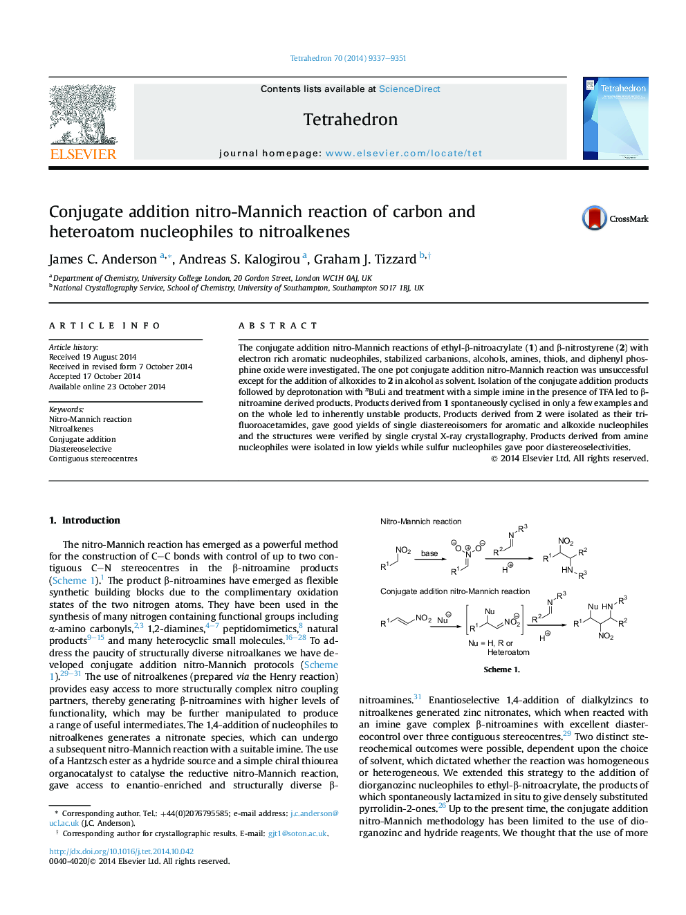 Conjugate addition nitro-Mannich reaction of carbon and heteroatom nucleophiles to nitroalkenes